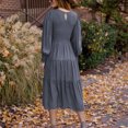 thumbnail image 3 of OKBOP Pearl Dress-Slip Dress Fashion Casual Solid Round-Neck High Waist Long Sleeve Mid Calf Dress Sundress Summer Clearance, 3 of 8