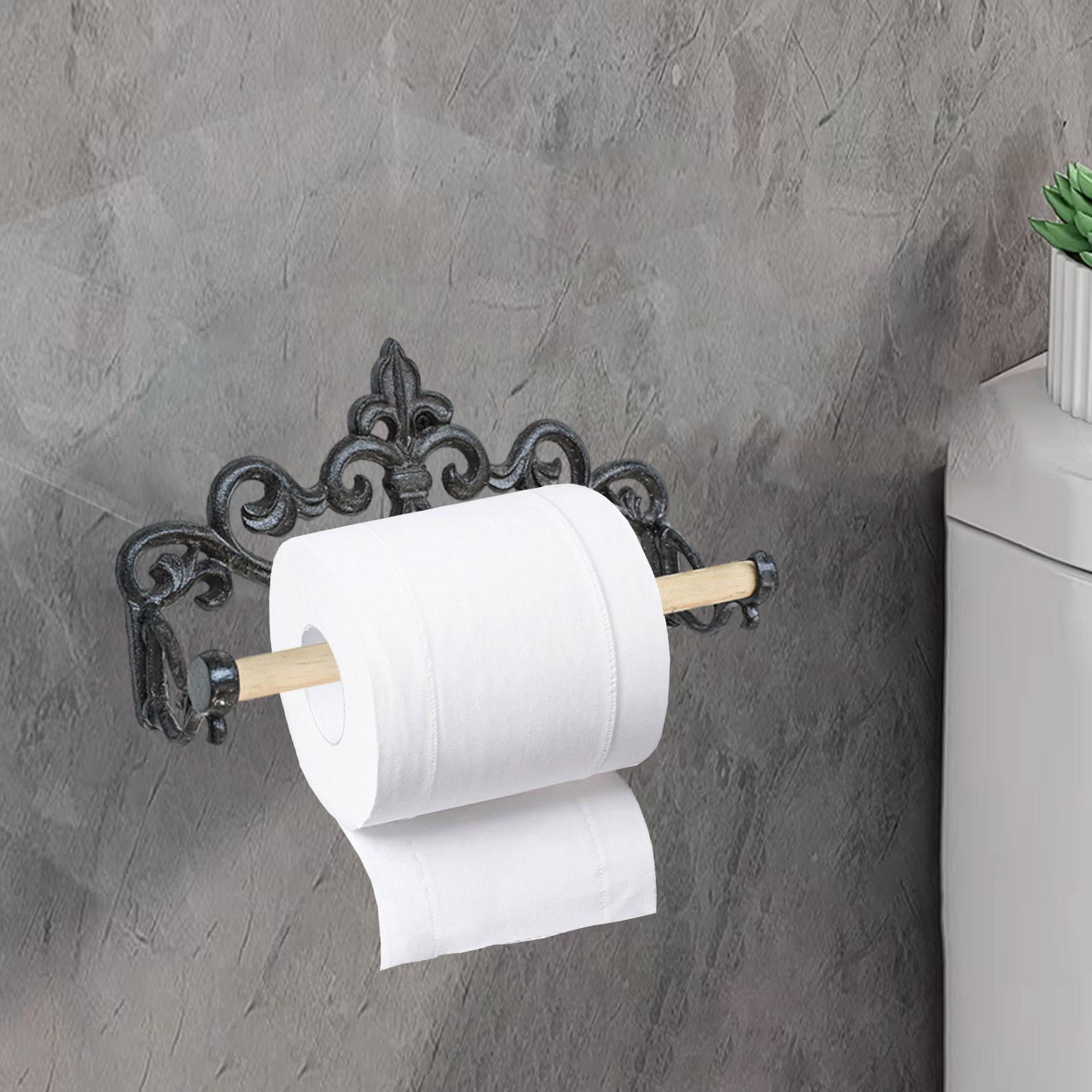 Fiocias Iron Wall Toilet Paper Holder Retro Style Smart Tissue Roll Rack Sturdy Bathroom Style B