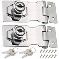 thumbnail image 1 of 2 Pcs Stainless Steel Locking Door Bolt Buckle with Padlock and Key ,80mm, 1 of 5