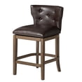 thumbnail image 1 of Maven Lane Hugo Counter Stool in Walnut Finish w/ Marksman Saddle Vegan Leather, 1 of 6
