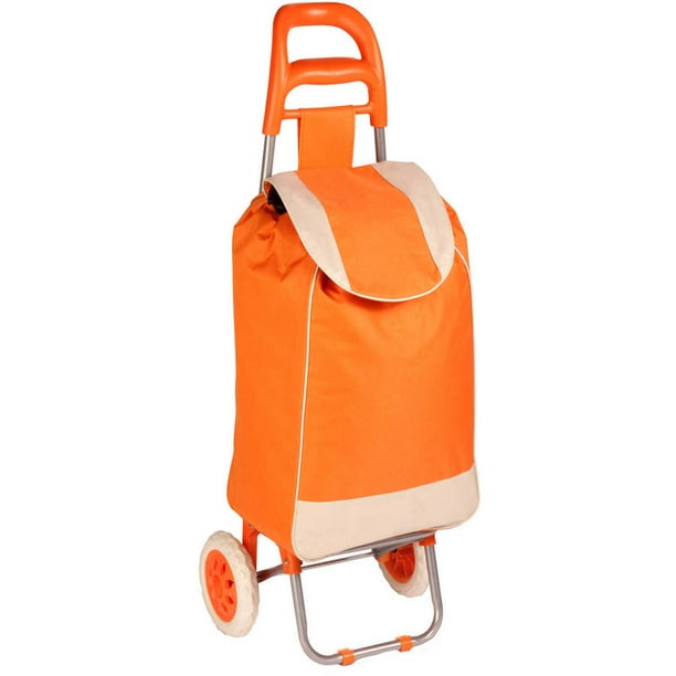 Honey Can Do Fabric Bag Rolling Cart with Ergonomic Handle, Orange