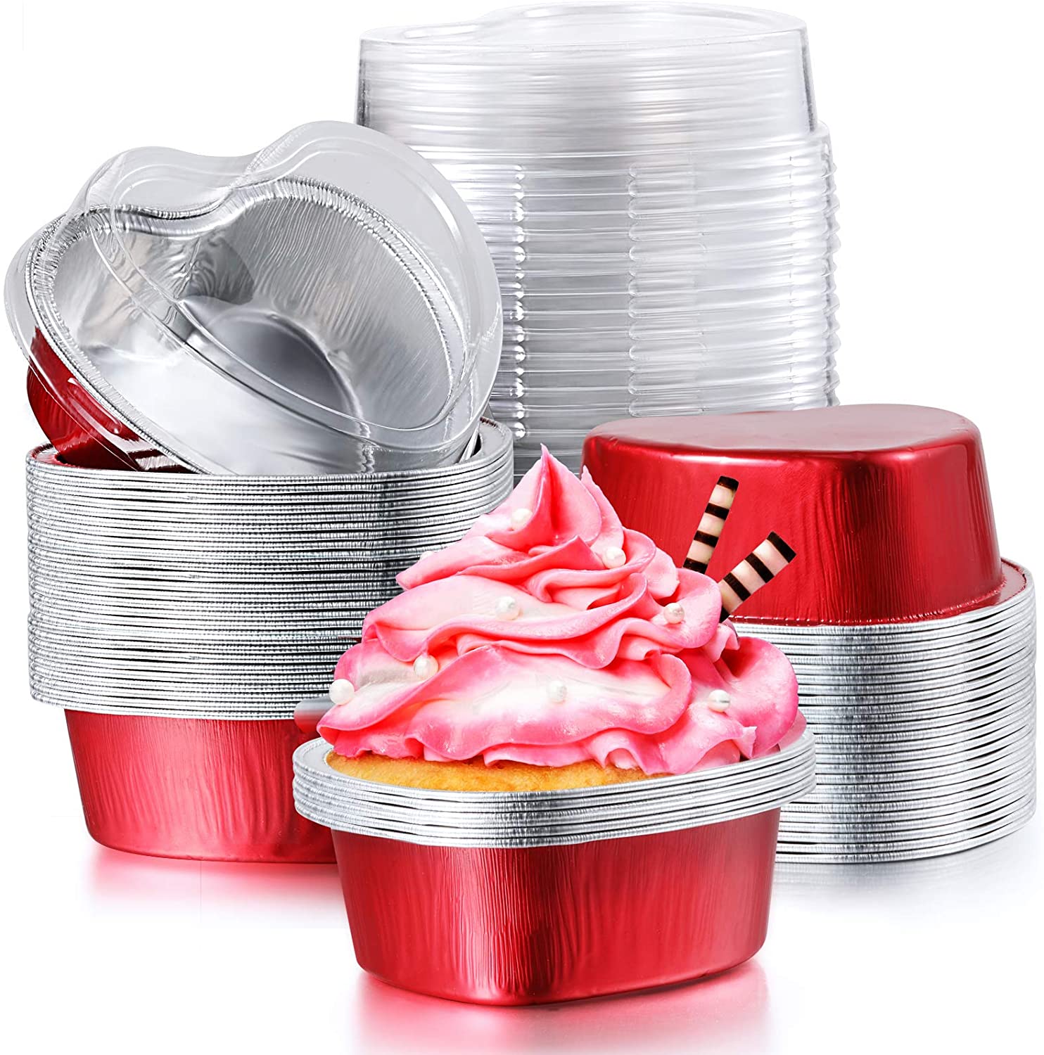Package content there are 100 sets of aluminum foil cake