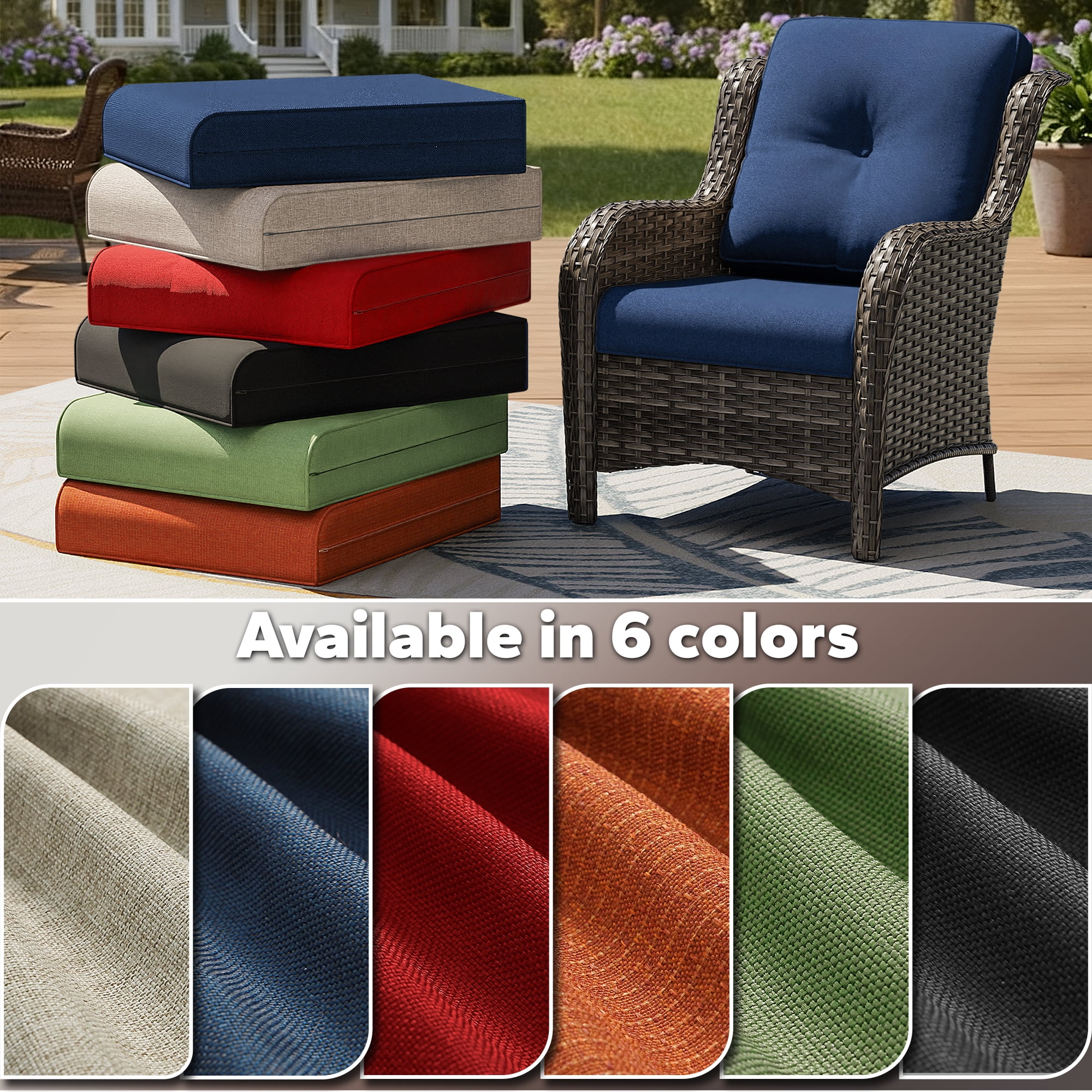 4 Inch Outdoor Cushions, Suitable for Patio Furniture, Water-Resistant & Fade-Resistant, 1 Set, Dark Blue