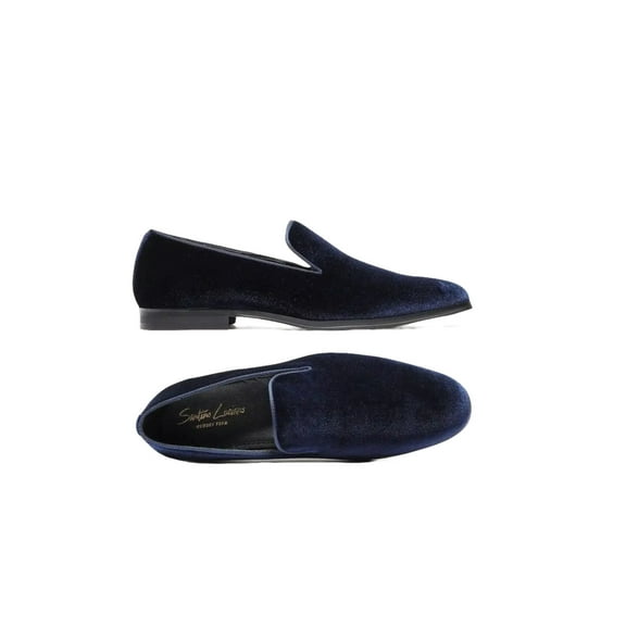 Mens Santino Luciano Shoes Soft Velvet Slip on Loafer Formal C351 Navy Blue