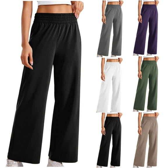HAPIMO Elastic Waist Activewear Trousers Loose Pants Pockets for Women Full Length Pants Casual Slacks Sweatpants Fashion Solid Color Pants Workout Green L