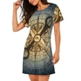 thumbnail image 2 of Fotbe Vintage Compass Bata de Dormir para Mujer con Estampado, Camisón de Algodón de Manga Corta, Ropa de Dormir Casual, 2 of 6