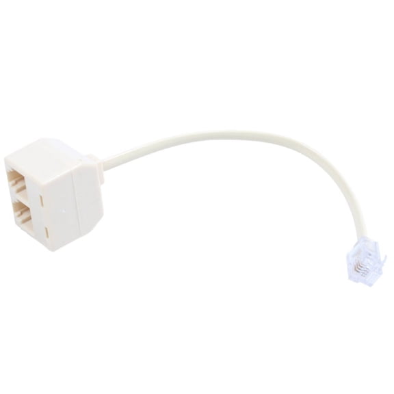 RJ 11 6P 4 C connector 2 x port M / F splitter phone adapter cable beige