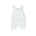 thumbnail image 1 of Qmyliery Baby Summer Suspenders Jumpsuit, Toddlers Solid Color Sleeveless Short Rompers for Girls, Boys, 0-3 Years, 1 of 8