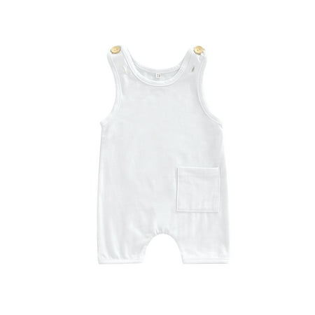 

Nokpsedcb Toddlers Baby Boys Girls Summer Suspenders Jumpsuit Solid Color Sleeveless Short Rompers Bodysuit White 3-6 Months