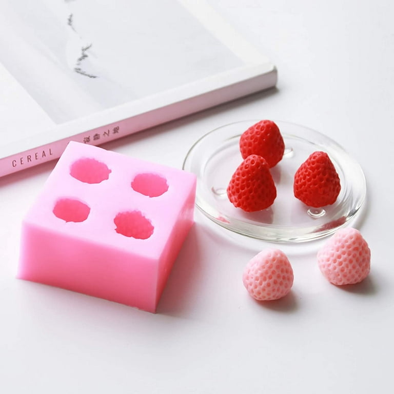 2 Pieces 3D Strawberry Silicone Mold,Food Grade Safety Silicon Materials  for Baking Mousse Dessert Molds Ice Cube Jello Cake Chocolate Truffle Mold  Pastry Fruit Shape Ice Cream Mould 