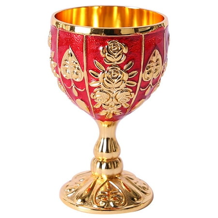 

ibaste Vintage Metal Embossed Wine Cup | Goblet Chalice Wine Glasses | Art Craft Decoration for Weddings Home Decor Blessings Cup Engraved Flower Pattern