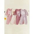 thumbnail image 3 of Cenuakty Girl Fall Outfits Long Sleeve Letter Embroidery Romper + Pants Set, 3 of 9