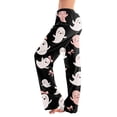 thumbnail image 2 of Womens Halloween Pajama Pants Castle Bat Drawstring Funny Pajama Pants Candy Ghost Wide Leg Horror Sleep Pants, S, 2 of 5