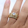 thumbnail image 4 of beryl_creation 14K Yellow Gold Plated 2 Ct Heart Cut White Diamond & sapphire Wedding Engagement Bridal Ring Set For Women's 925 Sterling Silver -4, 4 of 4