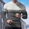 thumbnail image 4 of UQJfacai Mens Waffle Long Sleeve Shirts Striped Color Block Crewneck Thermal Underwear Tops Fall Winter Strech Casual Pullover Sweaters, 4 of 5
