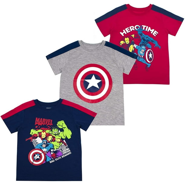 Marvel - Avengers Marvel and Spiderman Superhero Shirts 3-Pack for Boys