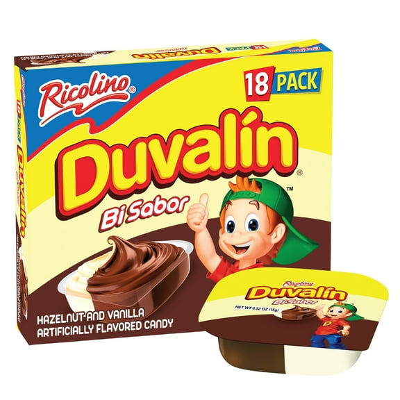 Ricolino Duvalin Hazelnut and Vanilla Candy Spread, 9.36 oz, 18 Count Box