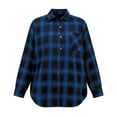 thumbnail image 5 of Lutiedan Womens Plus Size Plaid Shirts Long Sleeve Button Down Oversized Shirts Casual Fall Trendy Collared Shirts L-5XL,Blue1, 5 of 5