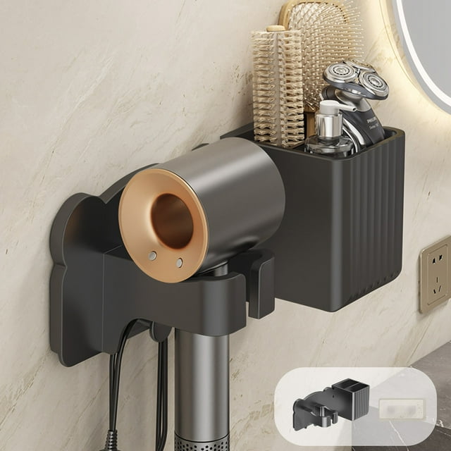 Soporte Para Secadora, Estante De Almacenamiento De Pared, Instalación Sin Taladro, Organiza Utensilios Y Accesorios De Baño, Negro