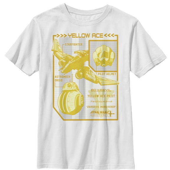 Boy's Star Wars Resistance Yellow Ace Schematic Detail Graphic Tee White X Small