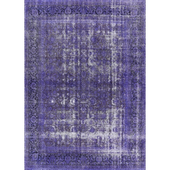 Ahgly Company Machine Washable Indoor Rectangle Industrial Modern RebeccaPurple Area Rugs, 4' x 6'