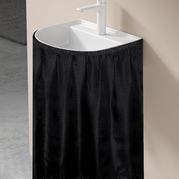 Faldón para lavabo Varpotle, tela impermeable 140 x 80 cm, color negro