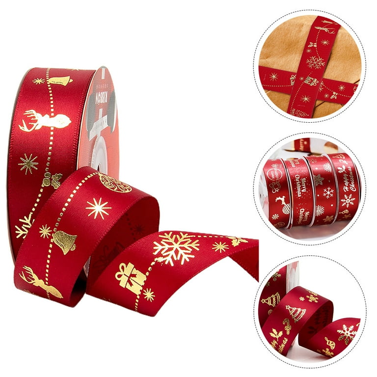 1 Roll Polyester Hot Stamping Ribbon Christmas Decoration Gift