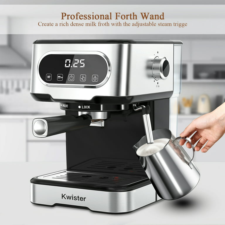 Farberware 1.5L 20 Bar Espresso Maker with Removable Water Tank, Silver and  Black, New Condition