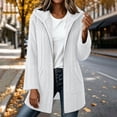 thumbnail image 4 of Women's Fleece Lined Jackets Hooded Cable Textured Zip Front Mid Length Coat Plush Coats for Women White S, 4 of 6