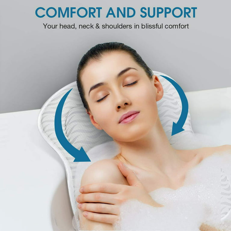 Bath Pillow Luxury Bathtub Pillow, Ergonomic Bath Pillows for Tub Neck Support
