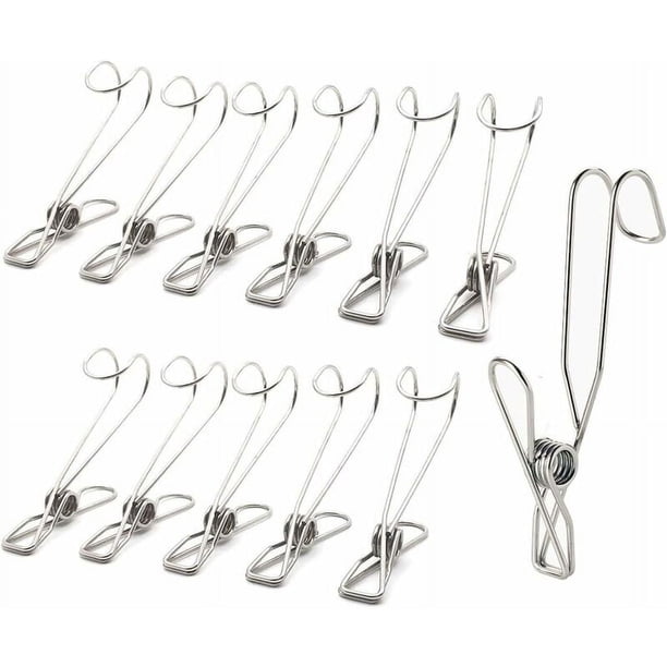 Pinzas para Ropa de Acero Inoxidable, Pinzas para Ropa de 12 Clips, Pinzas para Ropa de Acero Inoxidable, Clip Multiusos de Acero Inoxidable para Calcetines, Ropa Interior, Ropa, Toallas