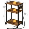 thumbnail image 3 of Industrial Printer Stand with Charging Station, 3-Tier Printer Table, Rolling Printer Cart with Adjustable Shelf and Hook, Rustic Brown and Black, 3 of 6