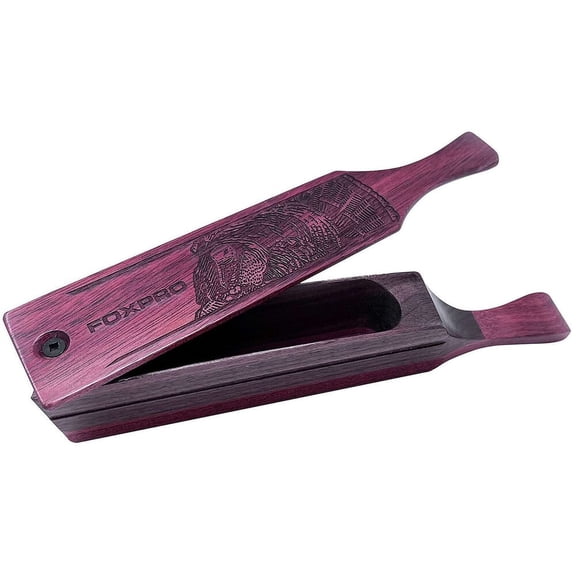 FOXPRO Thermally Modified Poplar Box Call with Purple Heart Lid, Laser-Engraved, Premium Turkey Hunting Sound, Made in USA (TMPPH)