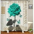 thumbnail image 2 of Sonernt Teal Rose Shower Curtain 60x72inch, Inspirational Quotes Country White Wooden Board Turquoise Floral Butterfly Rustic Farmhouse Bathroom Decor, 2 of 6
