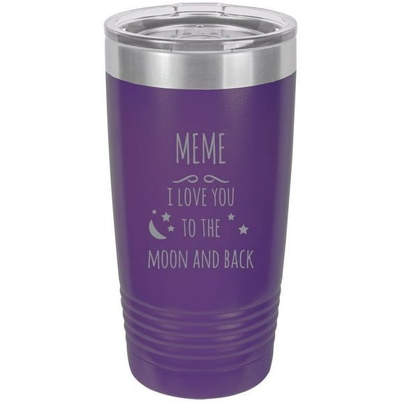 Meme - I love you to the Moon and Back Stainless Steel Engraved Insulated Tumbler 20 Oz Travel Coffee Mug, Purple