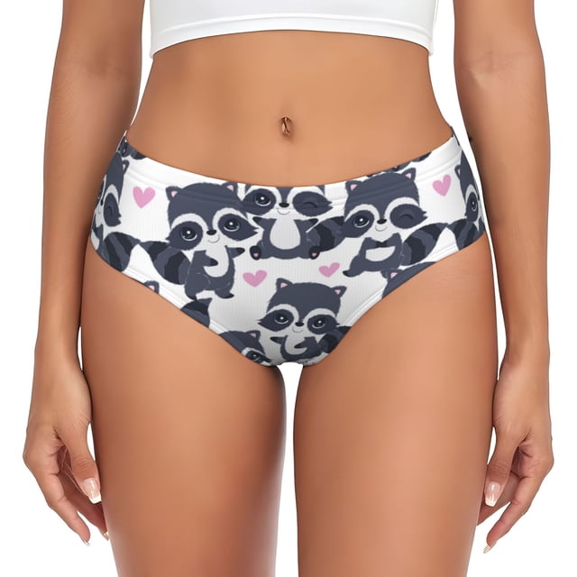 Balery Cartoon Raccoon Ropa Interior de Algodón para Mujer con Dibujo – Braguitas Cómodas y Elásticas, Estilo Clásico-XX-Large