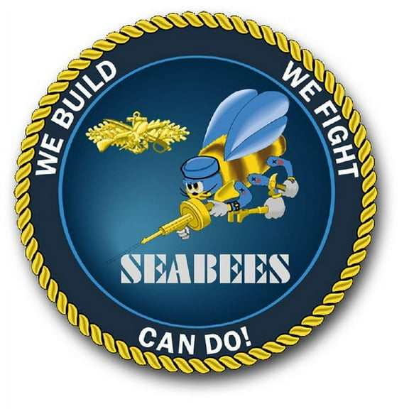 3.8 Inch WE BUILD, WE FIGHT...CAN DO! SEABEE Officer Vinyl Transfer DECAL
