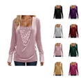 thumbnail image 1 of Womens Glitter Tops 2026 Spring Trendy Y2K Long Sleeve V Neck Loose Velvet Sequin Patchwork T Shirts Rave Outfit, 1 of 8