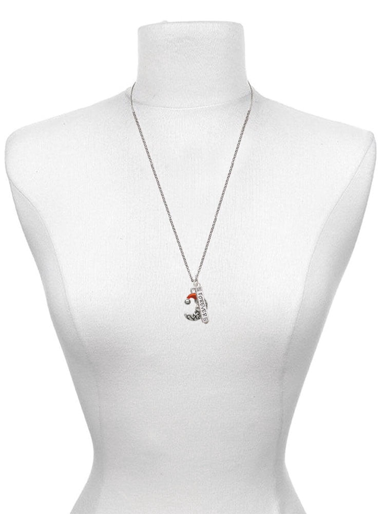 Delight Jewelry Silvertone Small Crescent Moon Santa Silvertone Sisters Best Friends Forever Bar Charm Necklace, 23"