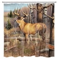 thumbnail image 4 of HVEST  Autumn Prairie Moose Shower Curtain, Wild Animal Elk on the Fall Grassland Natural Scenery Shower Curtain for Bathroom, waterproof  Polyester Fabric Bath Curtain with Hook, 69X70 inch, 4 of 5
