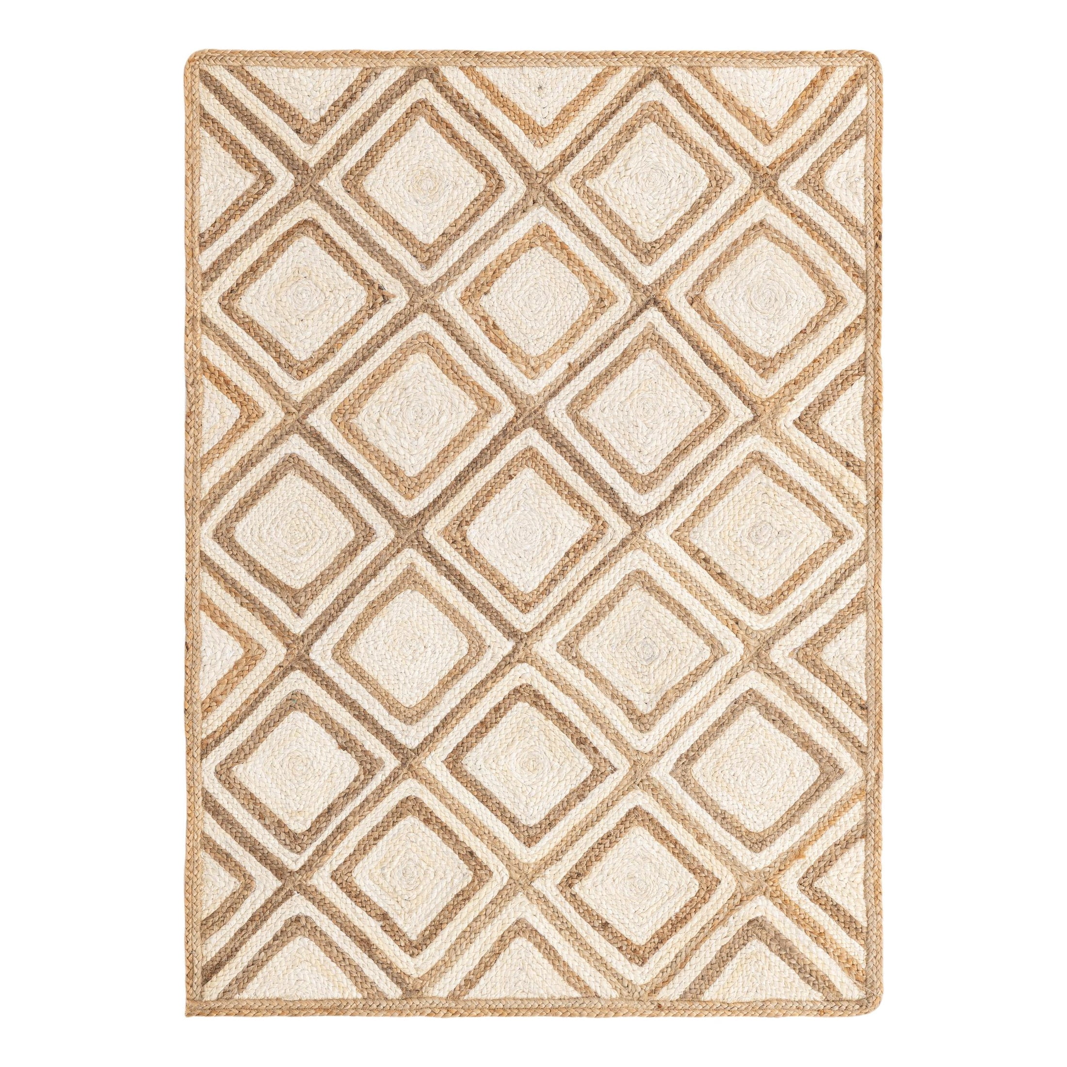 Unique Loom Braided Jute Collection Area Rug - Bengal (4' 1" x 6' 1" Rectangle Natural/Ivory)