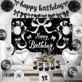 thumbnail image 6 of FL Black Bow Birthday Decorations, Happy Birthday Banner Balloons Hanging Swirls Cake Topper Kit, Bow Tie Themed Party Photo Background Backdrop, 6 of 7