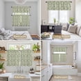 thumbnail image 6 of Green Leaves Kitchen Curtains Sets for Windows 36 Inch Length, Pastoral Rustic Botanical Plant Beige Rod Pocket Window Treatments Tier Curtains and Valances Set for Bedroom/Bathroom, 6 of 8