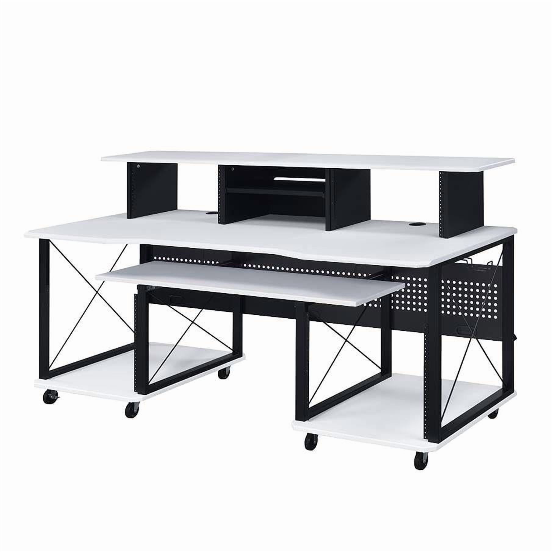 ACME Megara Home Studio Music Desk with Storage in Cherry & Black