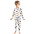 thumbnail image 3 of Dailycode Cotton Pajama Set Snug Fit Long Sleeve Top and Pants for 18M-8Y Elephants with Palms Trees, 3 of 7