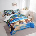 thumbnail image 2 of Manfei Vacation Style 7 Pieces Full Size Bedding Sets,Summer Beach Chairs Print Full Size Bed in a Bag,Multicolor,Reversible, 2 of 8
