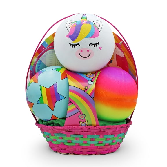 3 Ball Girls Unicorn Prefilled Easter Basket, by Megatoys