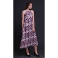 thumbnail image 4 of Bimba Robe Teinture sur Nœuds Décontractée Longue Dos Nu à Col Licou pour Femmes, Robe de Plage Imprimée - Grand, 4 of 6