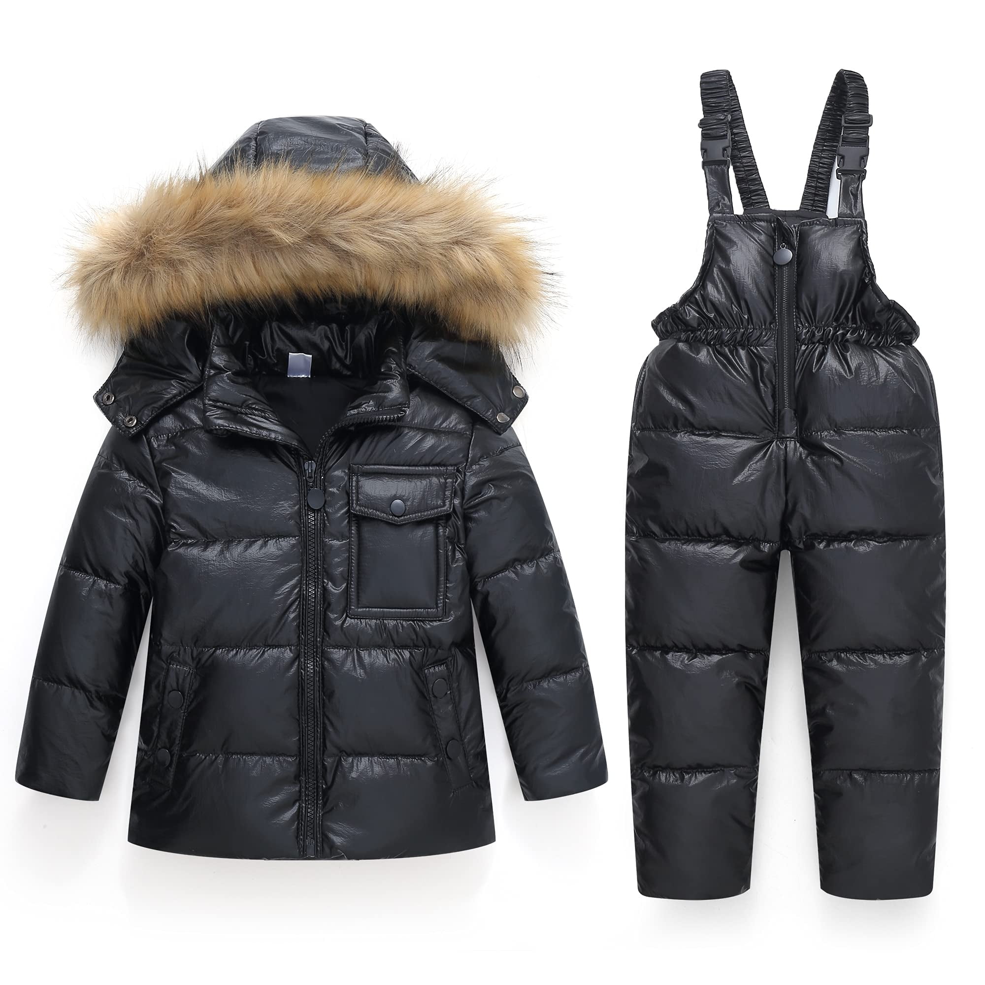 JiAmy Winter Puffer Jacket and Snow Pants,Kids 2Piece Snowsuit Down