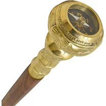 Vintage and Wooden Compass Handle Walking Cane Gift for Men and Women